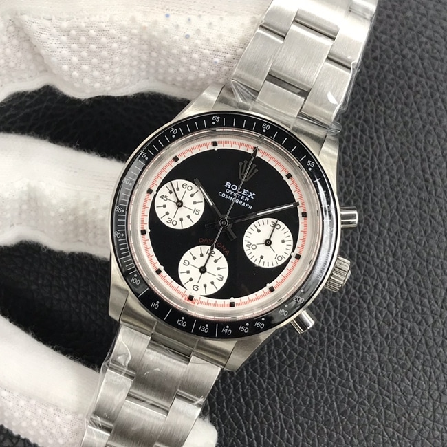 Rolextop-tier watch Di retro Paul Newman series men's black dialsteel bracelet mechanical watch front view