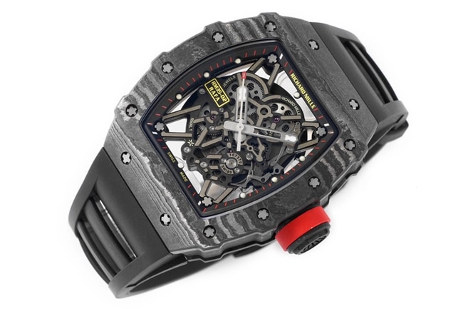 ZF FactoryRichard Milletop-tier watch automatic movement men's black dial black rubber strap watch front view