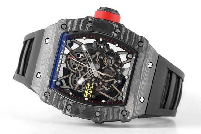 ZF FactoryRichard Milletop-tier watch automatic movement men's black dial black rubber strap watch front view