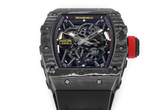 ZF FactoryRichard Milletop-tier watch automatic movement men's black dial black rubber strap watch front view