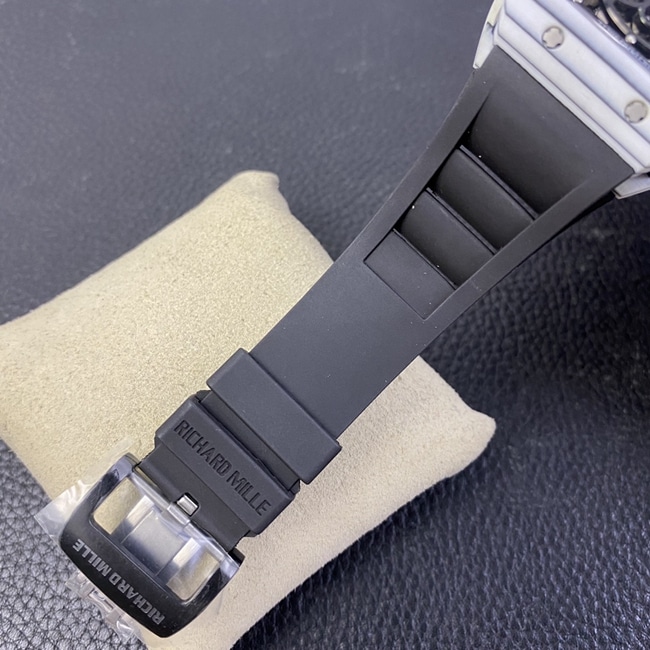 JB factory top-tier watch Richard Mille skull real tourbillon automatic movement men's black dialrubber strap watch clasp picture