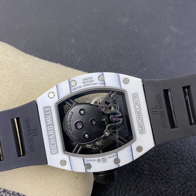 JB factory top-tier watch Richard Mille skull real tourbillon automatic movement men's black dialrubber strap watch movement picture
