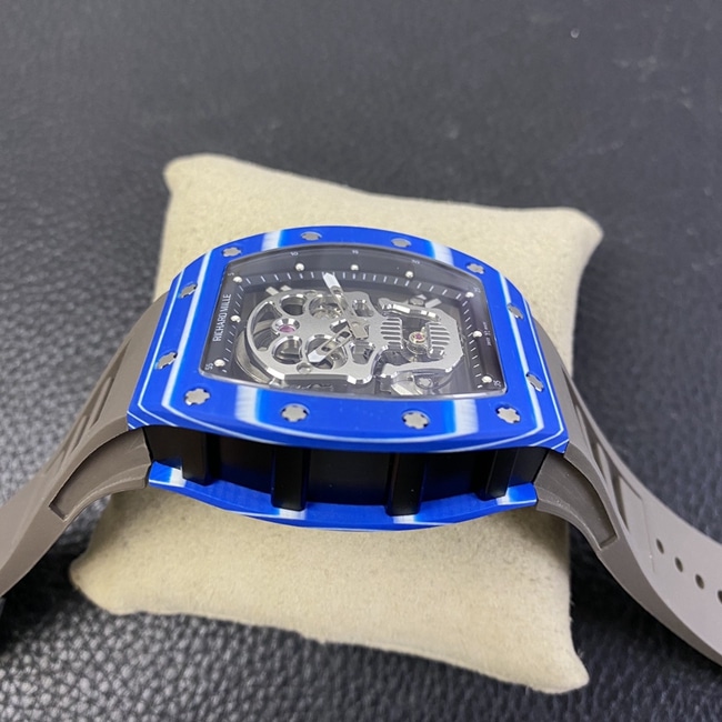 JB factory top-tier watch Richard Mille genuine tourbillonRM52-01 men's white dial black rubber strap mechanical watch side view