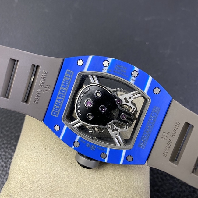 JB factory top-tier watch Richard Mille genuine tourbillonRM52-01 men's white dial black rubber strap mechanical watch movement picture