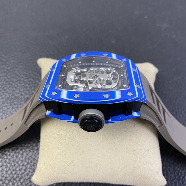 JB factory top-tier watch Richard Mille genuine tourbillonRM52-01 men's white dial black rubber strap mechanical watch side view