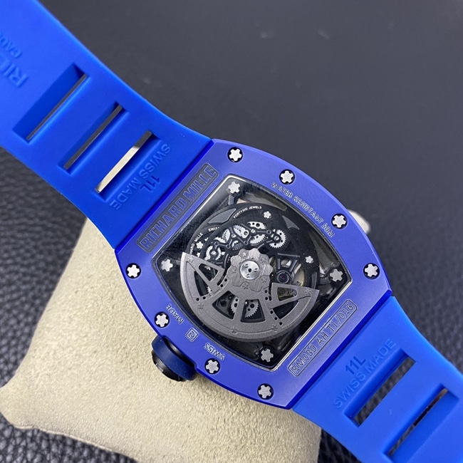 top-tier watch Richard MilleRM030 men's black dial blue rubber strapautomatic movement watch movement picture
