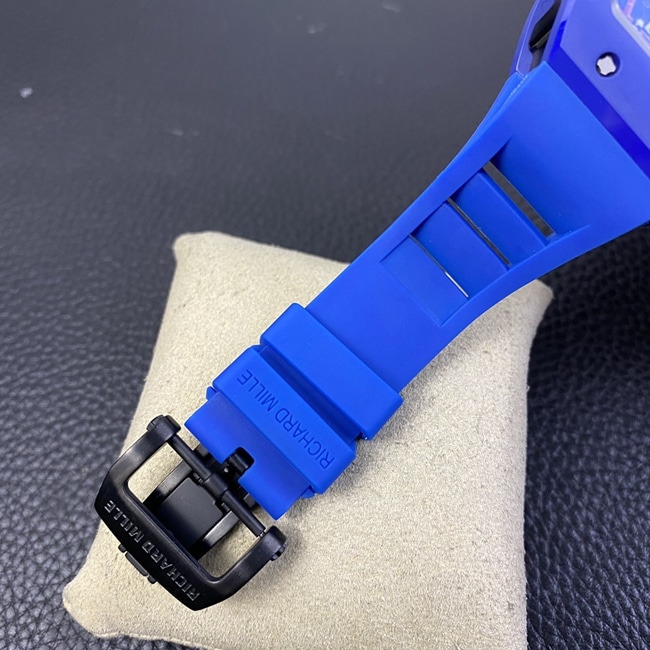 top-tier watch Richard MilleRM030 men's black dial blue rubber strapautomatic movement watch clasp picture