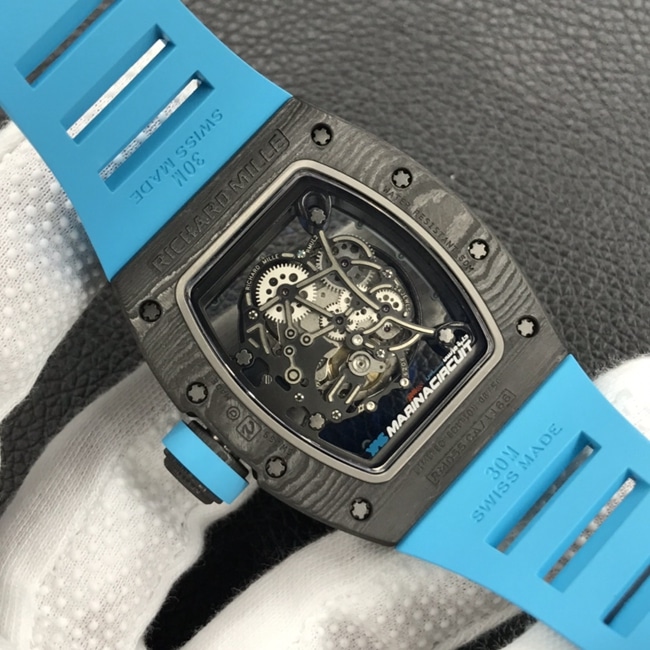 ZF Factorytop-tier watch Richard Mille global limited edition men's black dial blue rubber strap mechanical watch movement picture