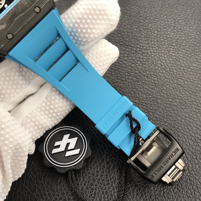 ZF Factorytop-tier watch Richard Mille global limited edition men's black dial blue rubber strap mechanical watch clasp picture