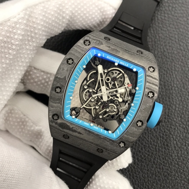 ZFRichard Milletop-tier watch men's black dial black rubber strap global limited edition automatic movement watch front view