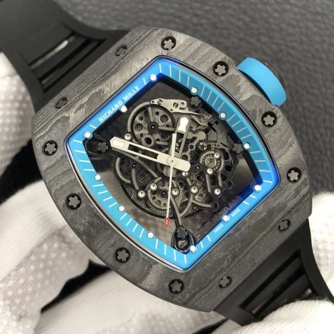 ZFRichard Milletop-tier watch men's black dial black rubber strap global limited edition automatic movement watch front view