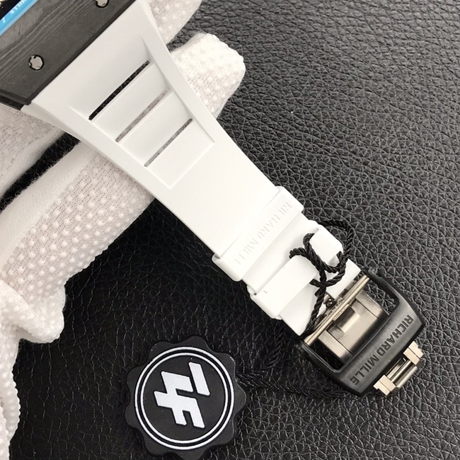 ZF Factorytop-tier watch Richard Mille men's black dial white rubber strap limited edition mechanical watch clasp picture