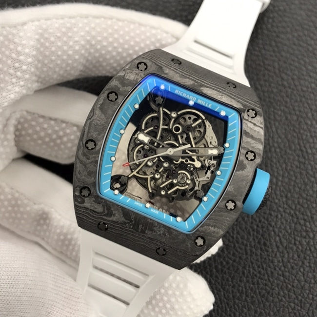 ZF Factorytop-tier watch Richard Mille men's black dial white rubber strap limited edition mechanical watch front view