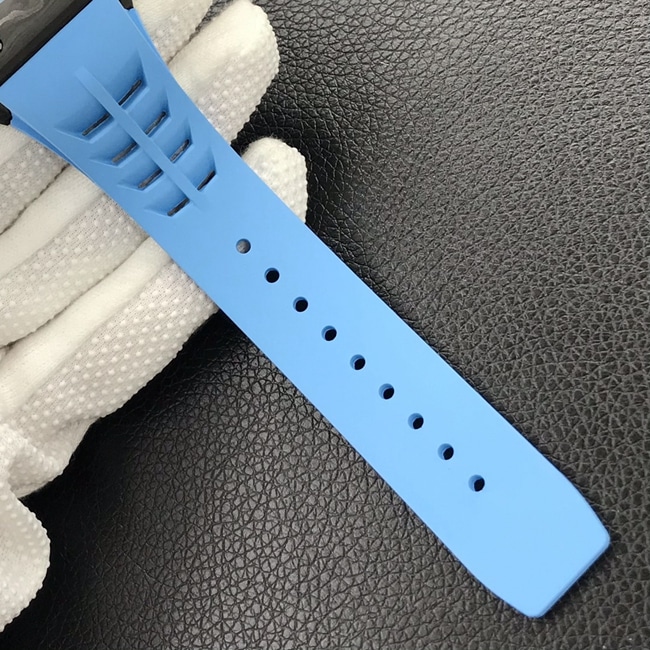 JB factory Richard Milletop-tier watch automatic movement genuine tourbillon men's black dial blue rubber strap watch leather strap picture