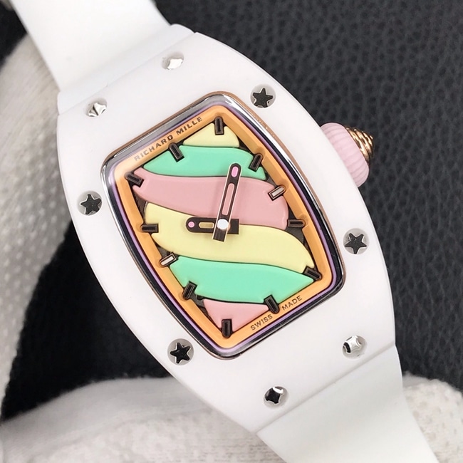 top-tier watch Richard Mille women's popular bon bon series rubber strap watch front view