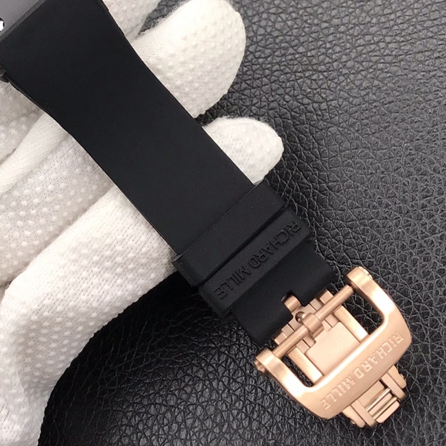 Richard Milletop-tier watch ladies black dial black rubber strapbon bon series mechanical watch clasp picture