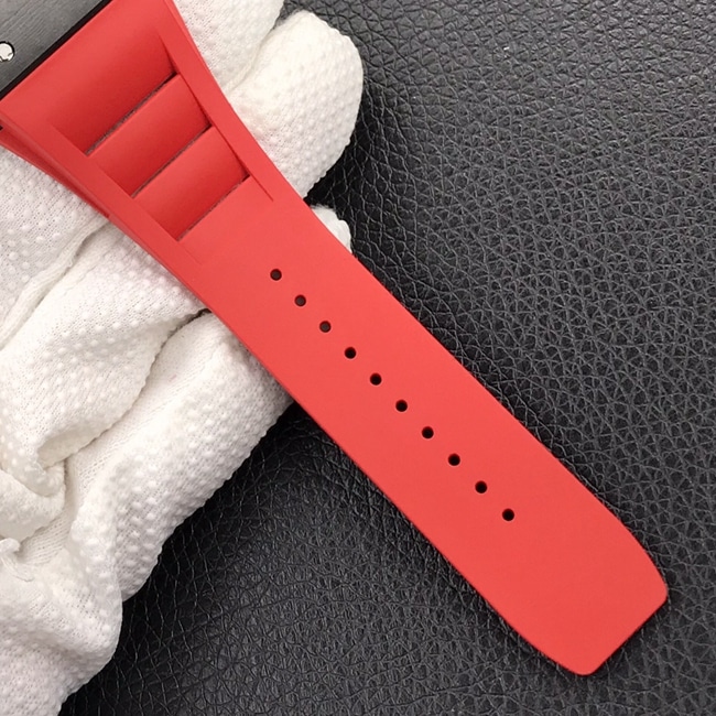 ZF Factory Top collectible watches Richard Mille Men's Black Plate Red Rubber Band Automatic Mechanical Watch Belt Figure
