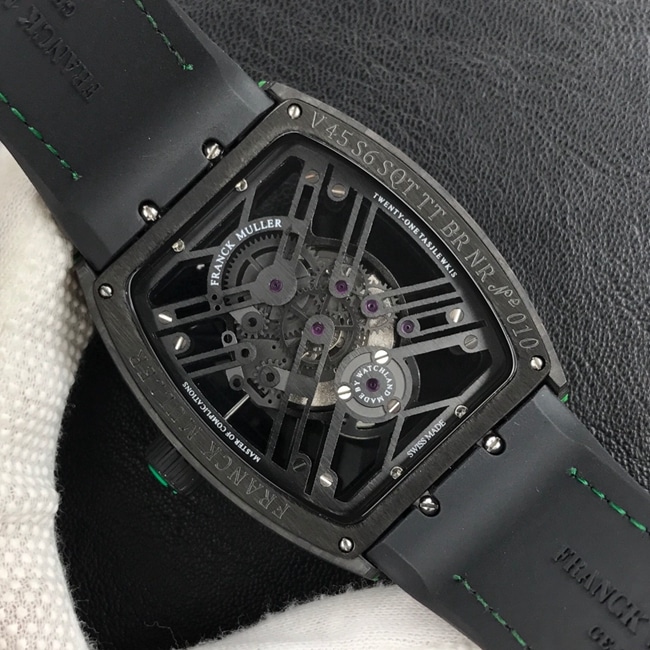 Frank Muller top-tier watch men's black dial black belt fully automatic movementleather strap watch movement picture