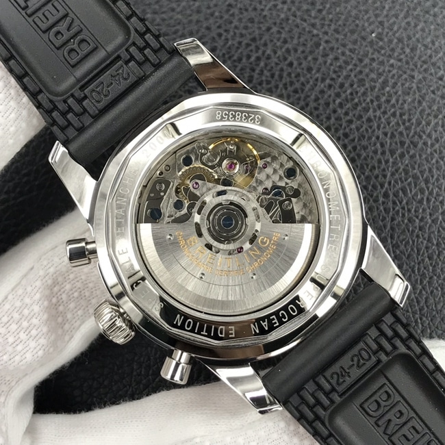 Top-tier watch Bailing Super Ocean Culture chronograph series men's green dialleather strap watch movement picture
