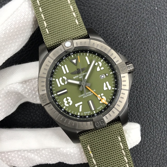 Breitlingtop-tier watch men's green dial nylon strap automatic movement watch front view