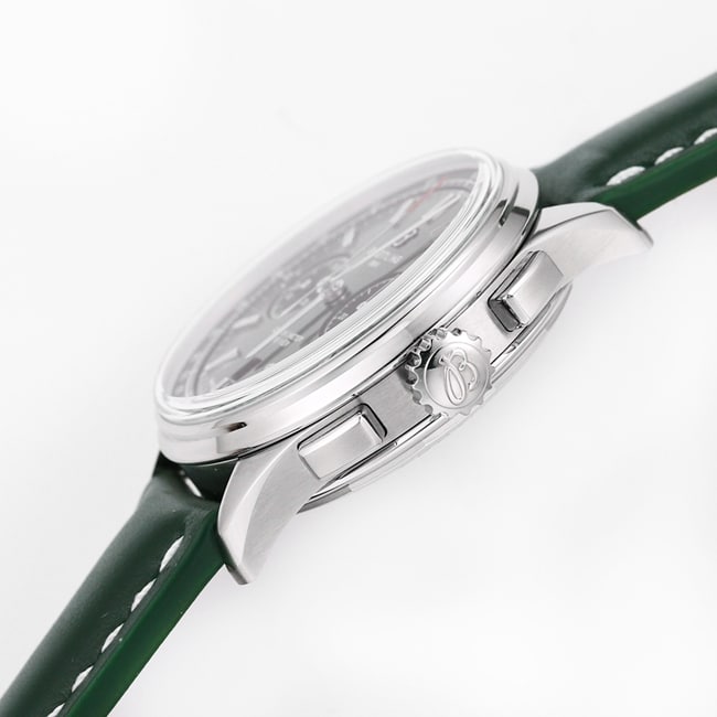 GF Factory new product Breitlingtop-tier watch men's green dial green strap v2 upgraded version automatic movementleather strap watch side view
