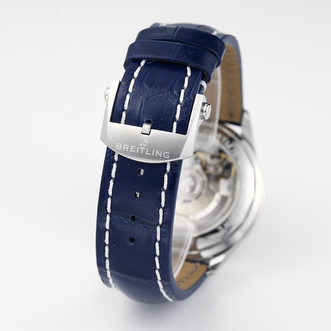 GF Factorytop-tier watch new century men's blue dial blue belt Puya B01chronograph mechanical leather strap watch clasp picture