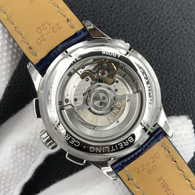 GF Factorytop-tier watch new work Bailing Puya B01chronograph watch 42mm men's white dial blue belt mechanical leather strap watch movement picture