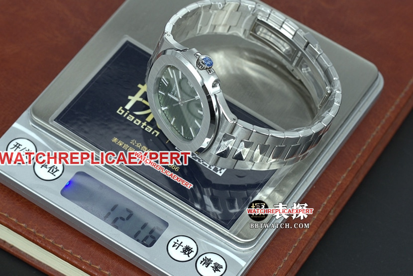 3k factory top-tier watch Patek Philippe men's green dialsteel braceletNautilus series mechanical watch weight live photos