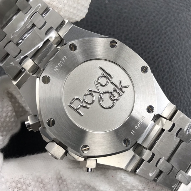BF factory new top-tier watch Audemars PiguetRoyal Oak series 26331OR men's blue dialsteel braceletchronograph watch back cover picture