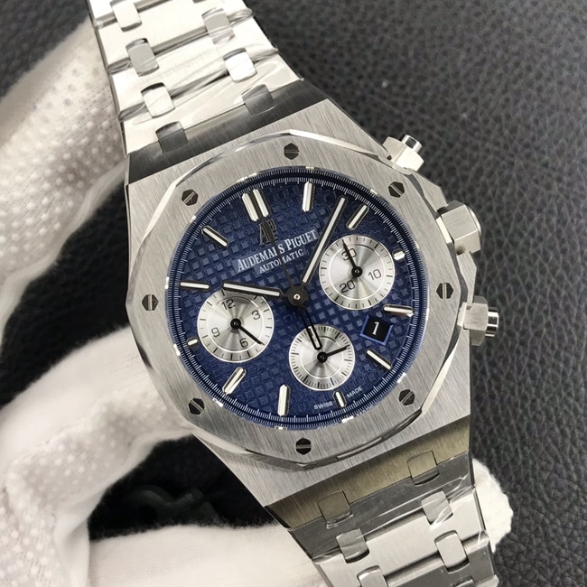 BF factory new top-tier watch Audemars PiguetRoyal Oak series 26331OR men's blue dialsteel braceletchronograph watch front view