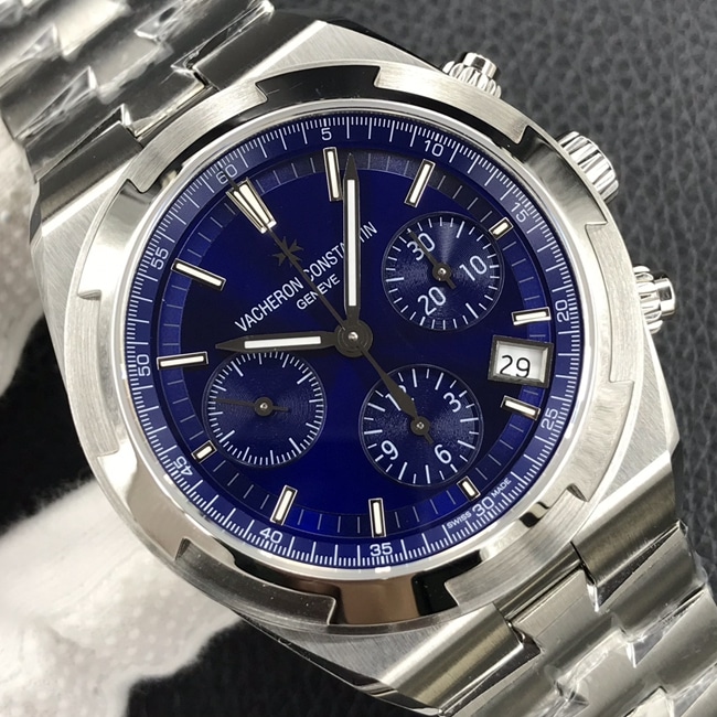 8F factory Vacheron Constantintop-tier watch men's blue dialsteel bracelet Zonghengsihai series 5500V mechanical watch front view