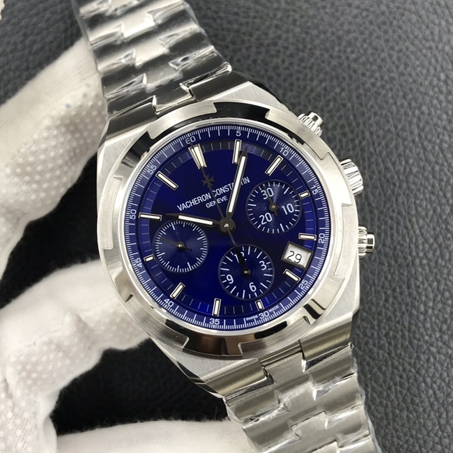 8F factory Vacheron Constantintop-tier watch men's blue dialsteel bracelet Zonghengsihai series 5500V mechanical watch front view