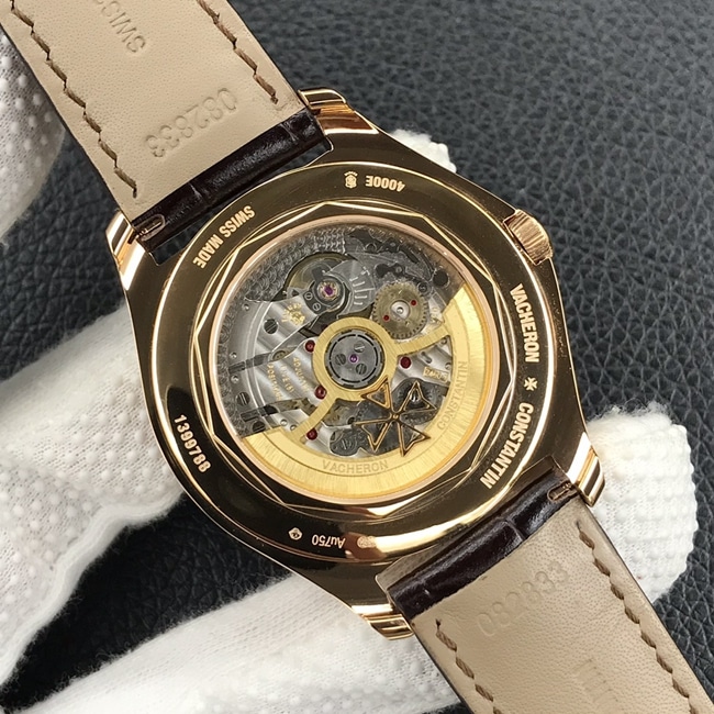 ZF Factorytop-tier watch Vacheron Constantin men's white dial brown belt Wu Luzhi type series full date display moon phase watch movement picture