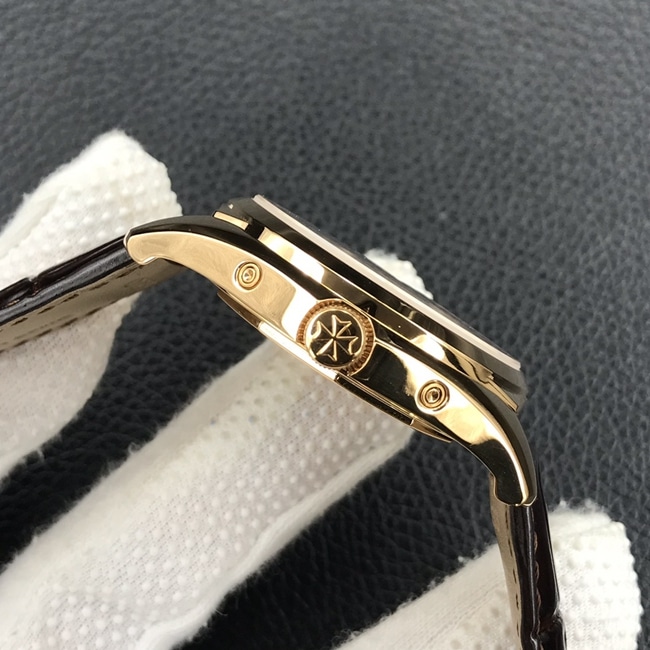 ZF Factorytop-tier watch Vacheron Constantin men's white dial brown belt Wu Luzhi type series full date display moon phase watch side view
