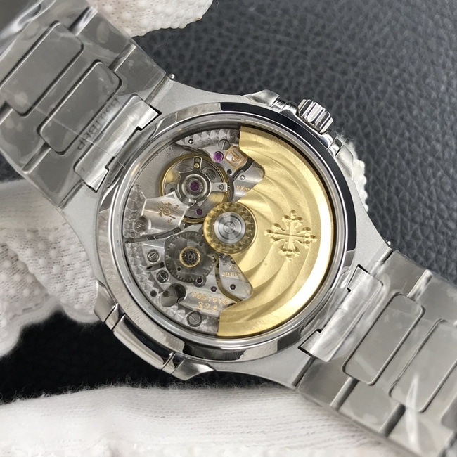 PF Factory Top Patek Philippe Nautilus Men's Black Dial Steel Band Sports Series Automatic Mechanical Watch Movement Diagram