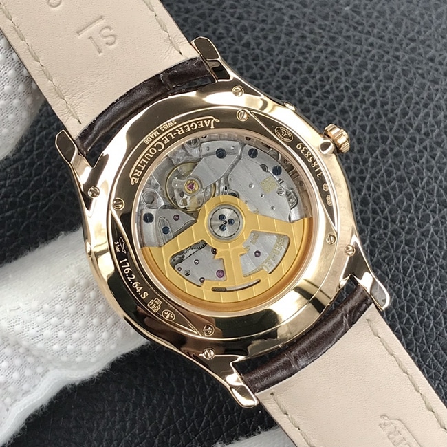 GF Factory top-tier watch Jaeger-LeCoultre men's white dial brown belt automatic movement master series leather strap watch movement picture