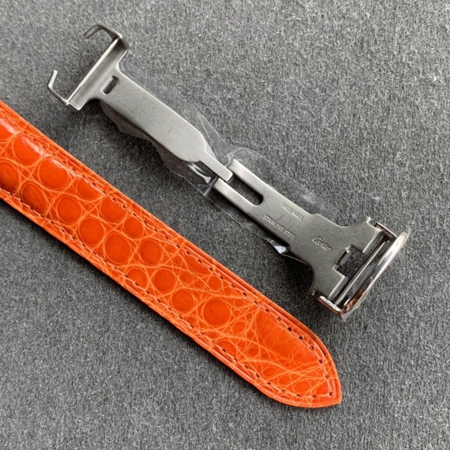 K11 factory top-tier watch Cartier women's tank series pink plate orange belt automatic movementleather strap watch detail shots
