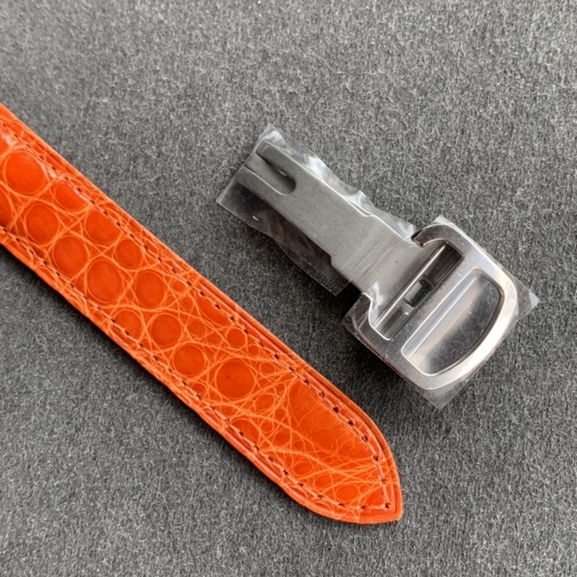 K11 factory top-tier watch Cartier women's tank series pink plate orange belt automatic movementleather strap watch detail shots