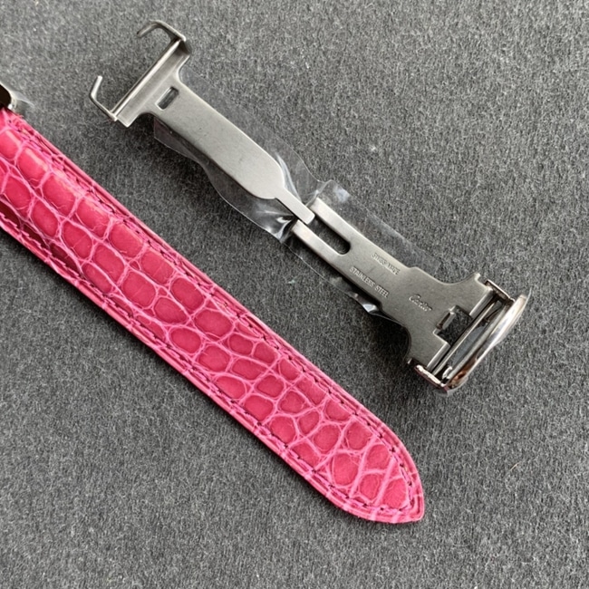 K11 factory top-tier watch Cartier women's tank series pink plate pink belt watch clasp picture