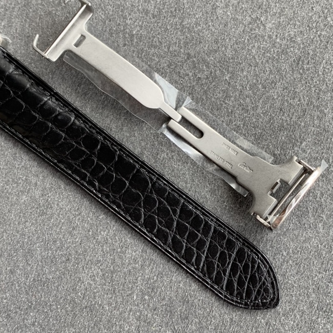 K11 factory Cartiertop-tier watch women's white dial black belt tank series leather strap watch clasp picture