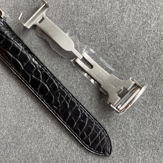K11 factory top-tier watch Cartier tank series ladies white dial black belt mechanical watch clasp picture