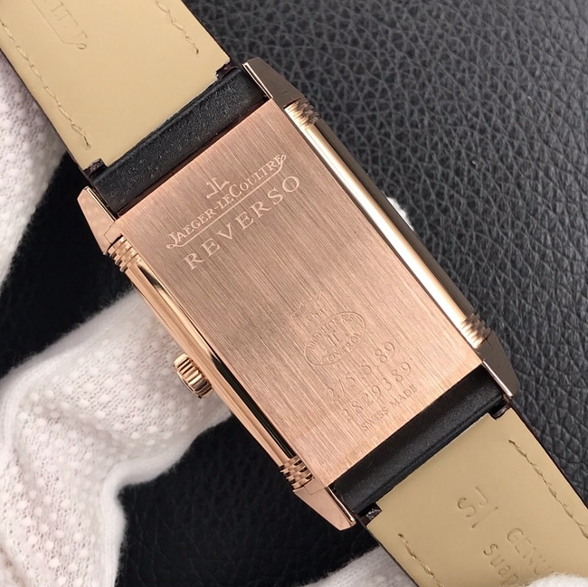 MG factory Jaeger-LeCoultretop-tier watch men's white dial brown belt flip series automatic manual mechanical leather strap watch back cover picture