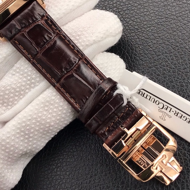 MG factory Jaeger-LeCoultretop-tier watch men's white dial brown belt flip series automatic manual mechanical leather strap watch clasp picture