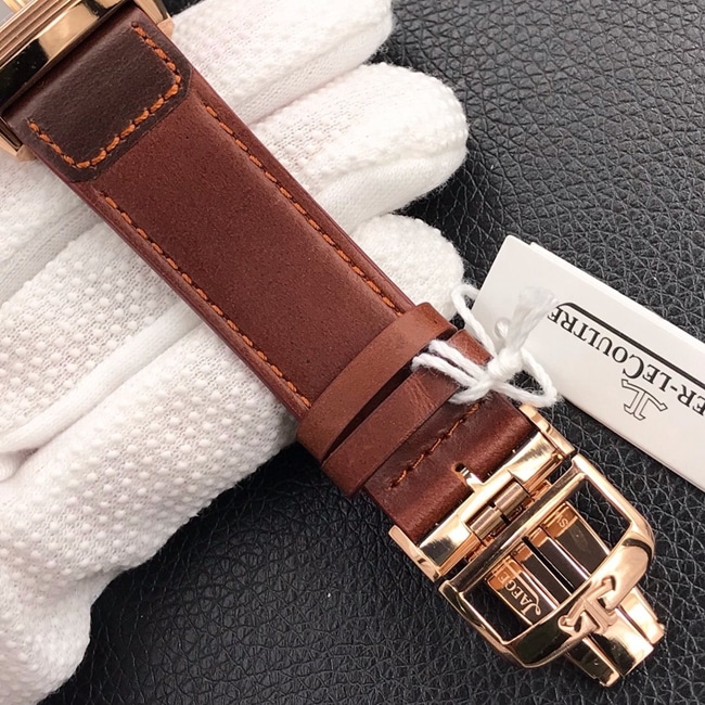 MG factory Jaeger-LeCoultretop-tier watch flip series men's black dial brown belt manual mechanical leather strap watch clasp picture