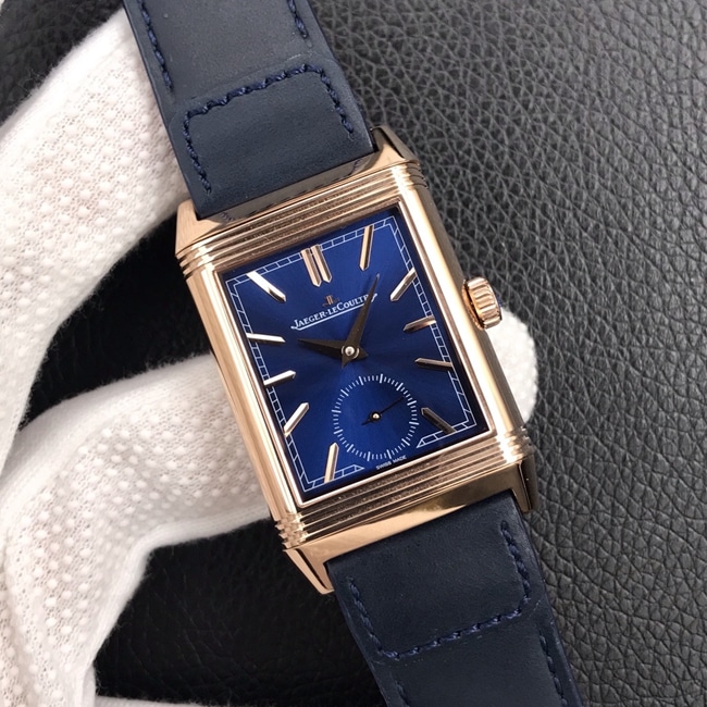 MG factory Jaeger-LeCoultretop-tier watch men's blue dial blue belt flip series manual mechanical watch front view