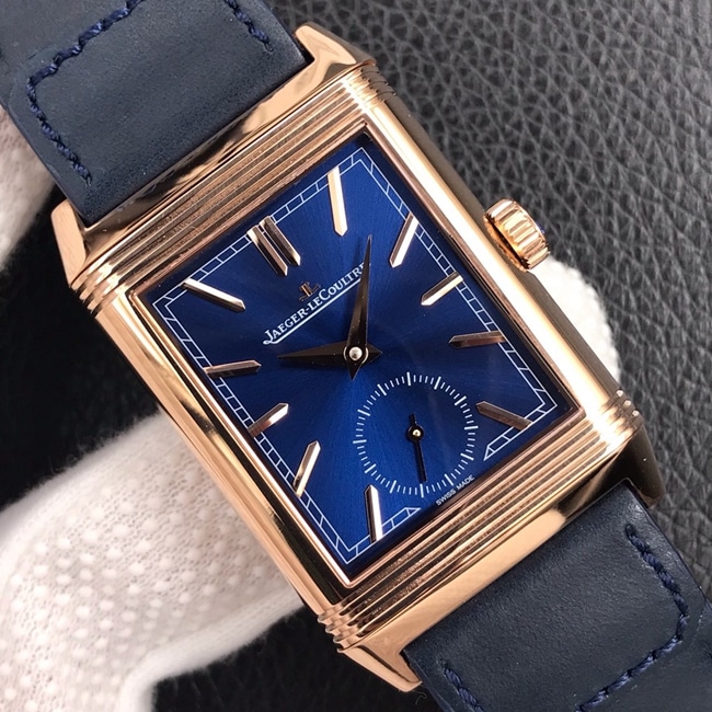 MG factory Jaeger-LeCoultretop-tier watch men's blue dial blue belt flip series manual mechanical watch front view