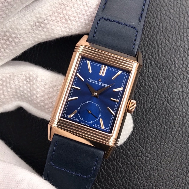 MG factory Jaeger-LeCoultretop-tier watch men's blue dial blue belt flip series manual mechanical watch front view