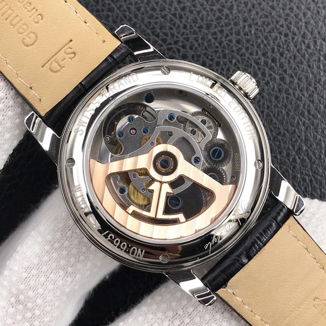 Jaeger-LeCoultretop-tier watch men's black dial black belt multifunctional series tourbillon mechanical watch movement picture