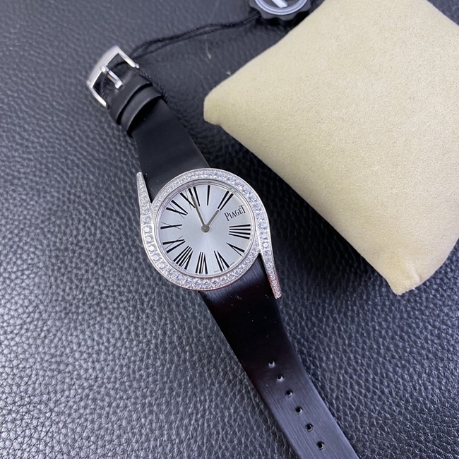 ZF Factory Piaget top-tier watch women's white dial black belt Limelight Galaquartz watch front view