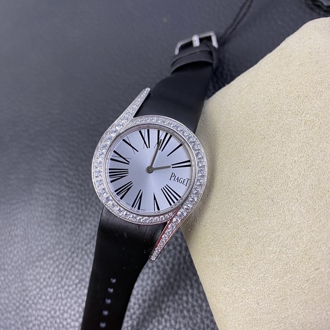 ZF Factory Piaget top-tier watch women's white dial black belt Limelight Galaquartz watch front view